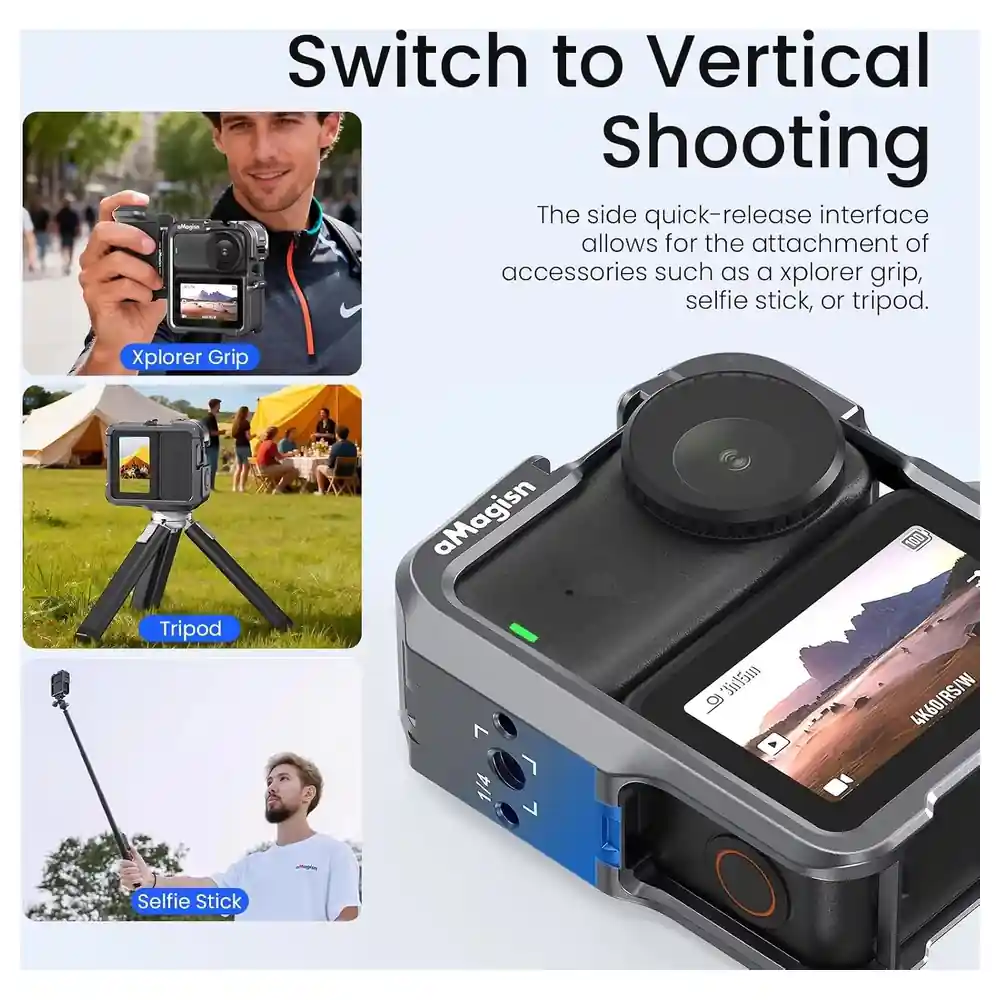 eWINNER Metal Camera Cage for DJI Osmo Nano, 46g Aviation Aluminium Protective Frame with One-Button Quick Release, Cold Shoe Mount and Horizontal or Vertical Shooting - ZE-CIW8-1RGX - Image 4