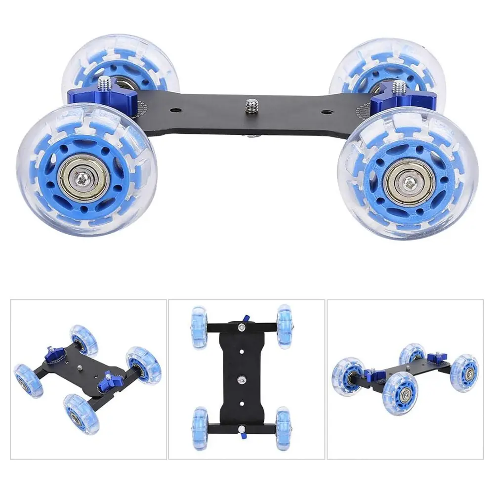 eWINNER Mini Camera Dolly Car, Aluminium Alloy Tabletop Slider with Silent Silicone Wheels, Angle Scale Plates and Quarter-Inch Screw for DSLR, Action Cameras and Phones, Blue - 2K-14LD-JRV3 - Image 3