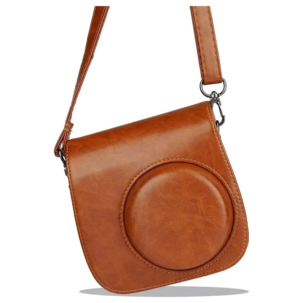 eWINNER PU Leather Camera Case for Fujifilm Instax Mini 11 with Removable Shoulder Strap, Flip-Top Cover and Back Photo Pocket, Brown - 0Z-Q949-HCQ7 - Image 2