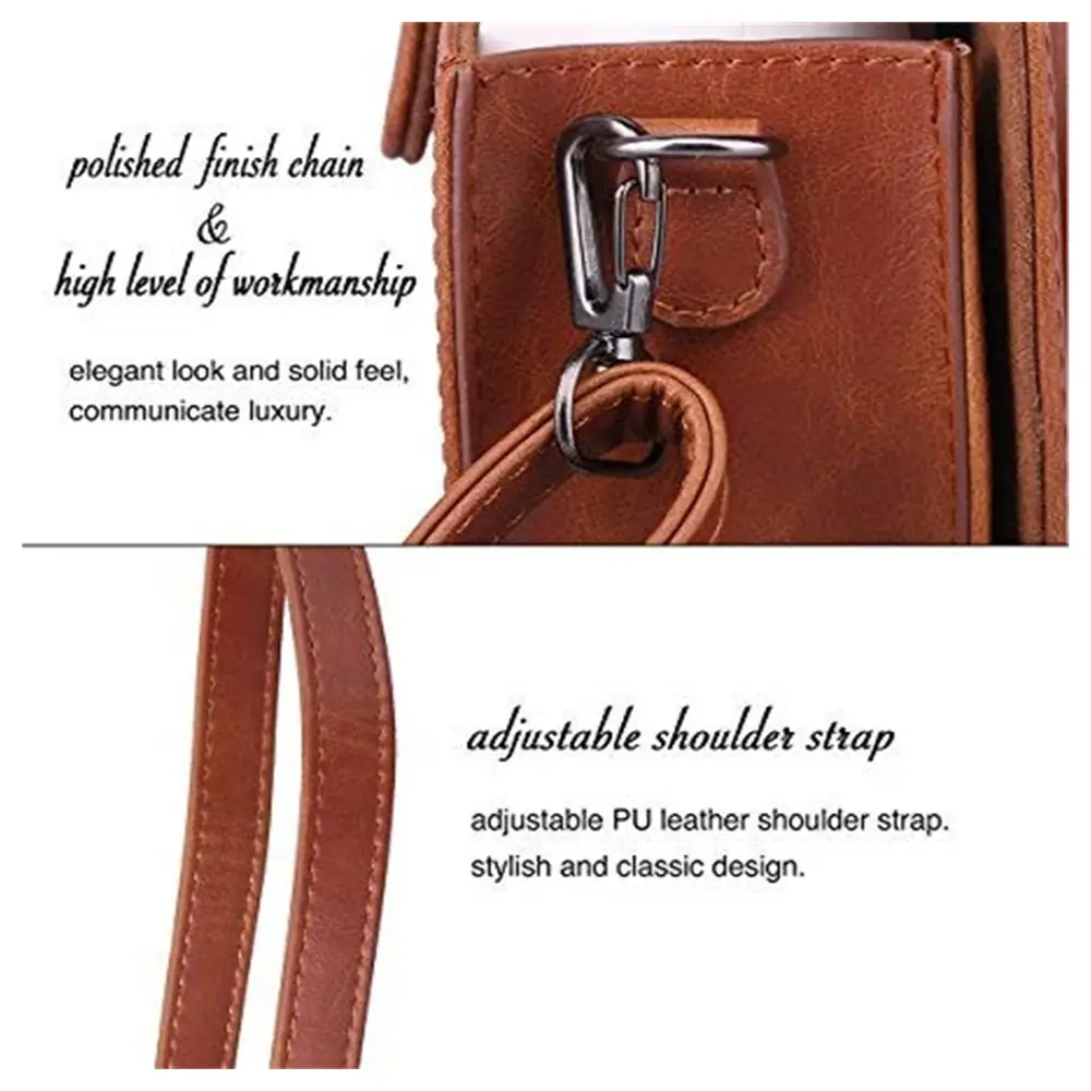 eWINNER PU Leather Camera Case for Fujifilm Instax Mini 11 with Removable Shoulder Strap, Flip-Top Cover and Back Photo Pocket, Brown - 0Z-Q949-HCQ7 - Image 3