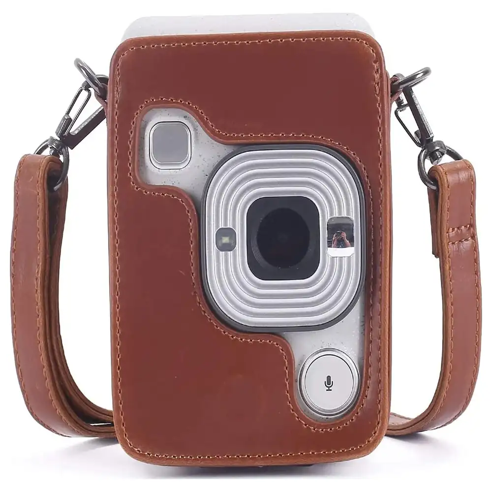 eWINNER PU Leather Camera Case for Fujifilm Instax Mini LiPlay with Adjustable Removable Shoulder Strap, Detachable Flip Top and Soft Microfiber Lining, Brown - 2724463569284 - Image 3