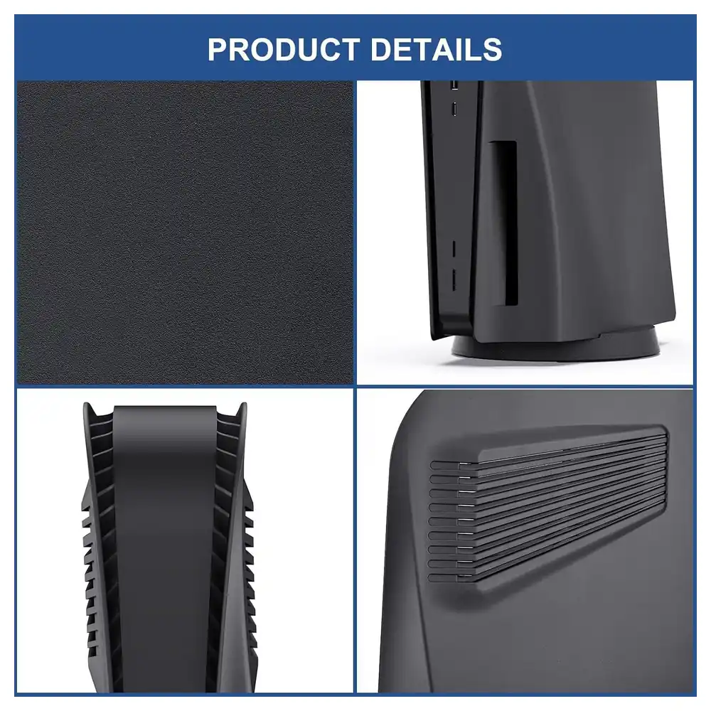 eWINNER Replacement Faceplate Cover for PS5 Disc Edition, Hard ABS Protective Shell with Side Cooling Vents, Frosted Anti-Scratch Finish, Black - S2-WQPI-OOSE - Image 4