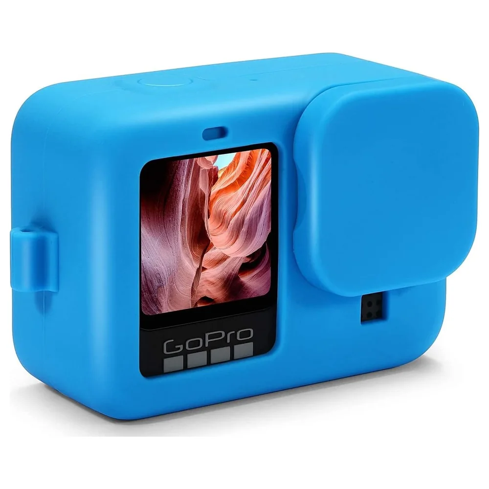 eWINNER Silicone Protective Sleeve Case for GoPro Hero 12, 11, 10 and 9 Black with Lens Cover and Lanyard, Slim Anti-Scratch Action Camera Skin, Blue - UF-6DQ7-V8G4 - Image 4