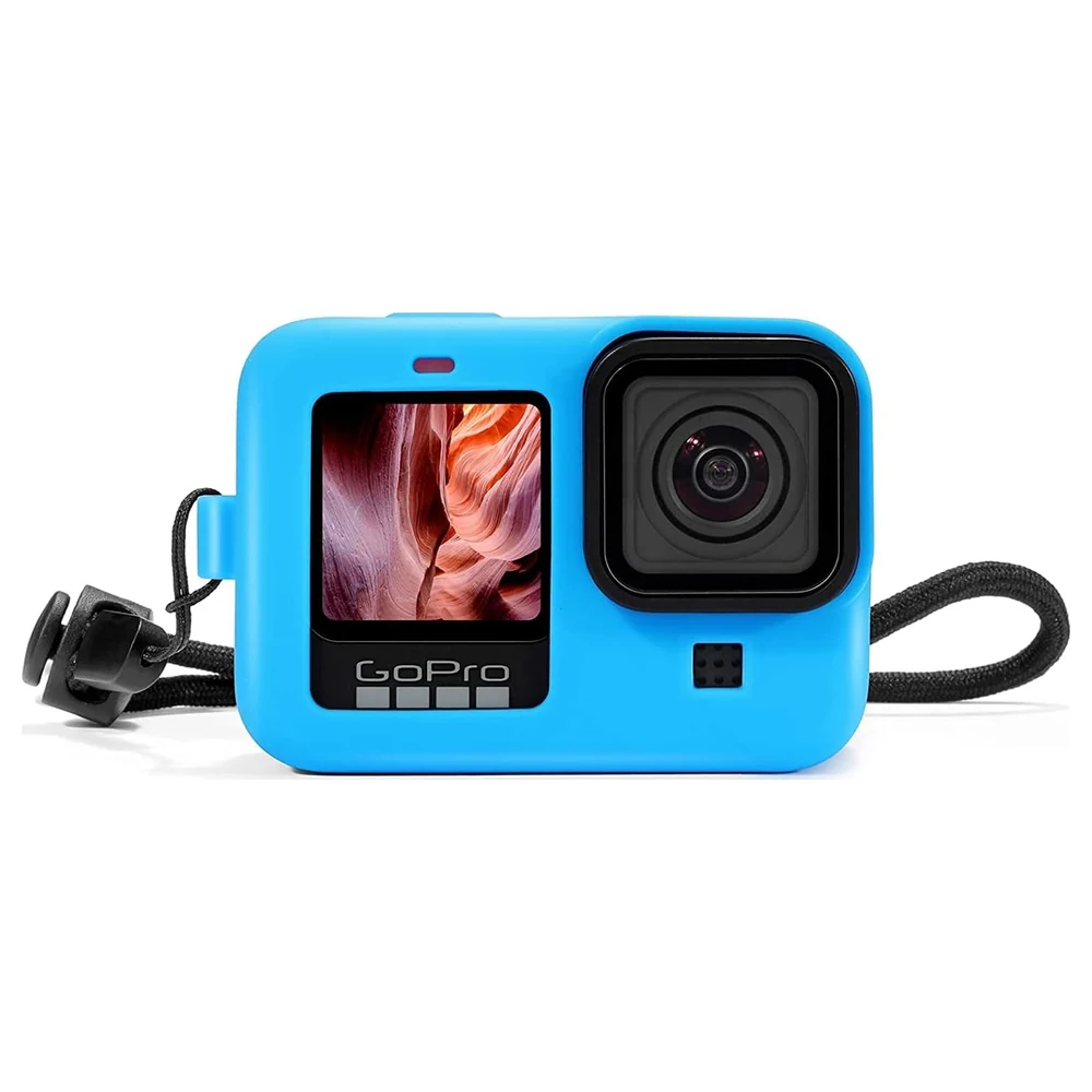 eWINNER Silicone Protective Sleeve Case for GoPro Hero 12, 11, 10 and 9 Black with Lens Cover and Lanyard, Slim Anti-Scratch Action Camera Skin, Blue - UF-6DQ7-V8G4 - Image 5