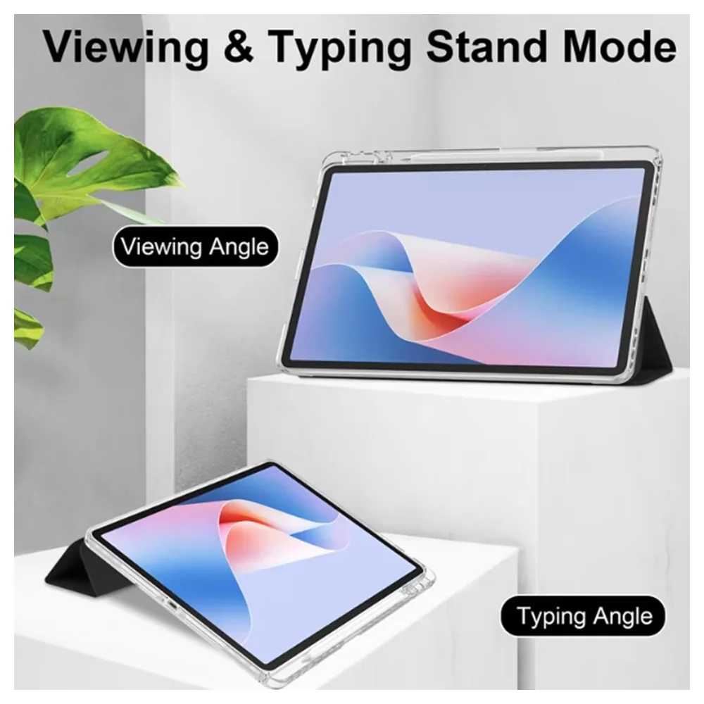 eWINNER Slim Tri-Fold Case for Huawei MatePad SE 11 inch 2024 with Pencil Holder, Clear Back, Shockproof TPU Frame and Auto Wake-Sleep, Clear and Black - AJ-A7WY-XRXH - Image 4