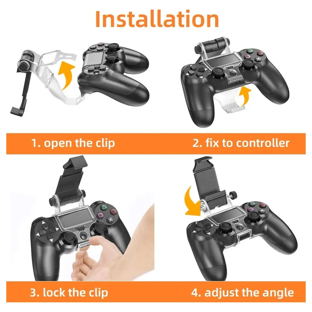 eWINNER Smartphone Clamp Mount for PS4 DualShock 4 Controller with 270 Degree Adjustable Angle, 50-88 mm Extendable Phone Holder and Desk Stand Mode - XV-DB55-Z62F - Image 6