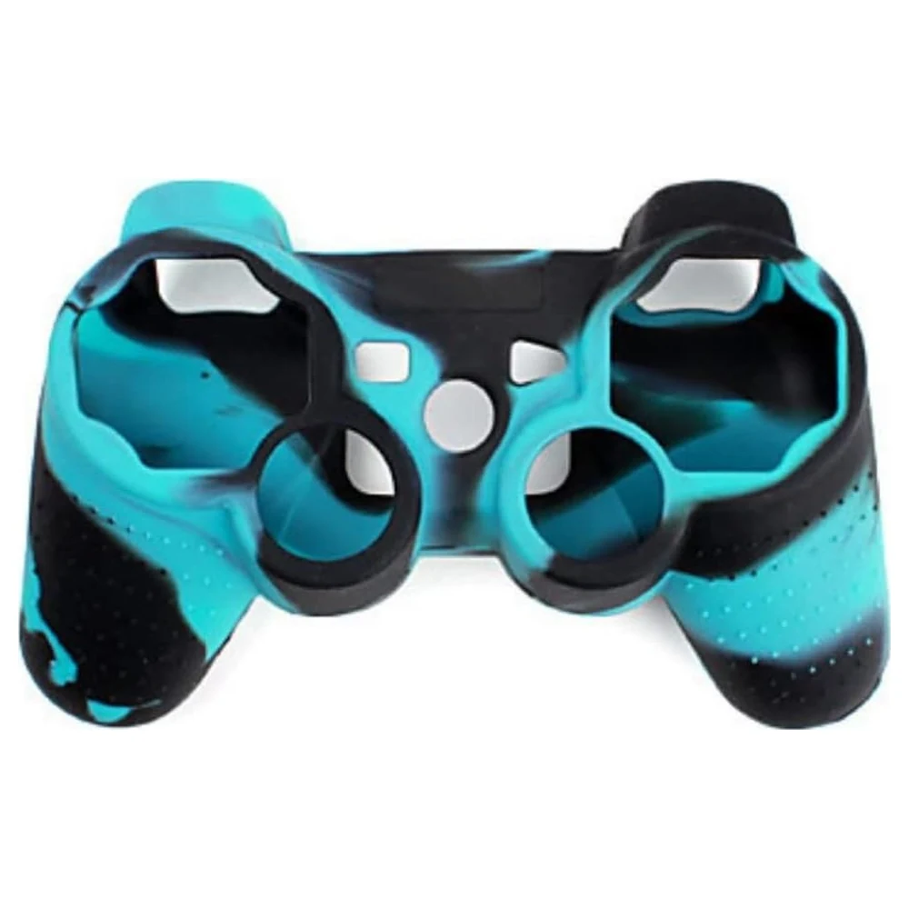eWINNER Soft Silicone Controller Skin for Sony PlayStation 3 and PS2 Wireless or Wired Controller, Anti-Slip Protective Grip Cover, Blue and Black - 44-R57T-HPSF