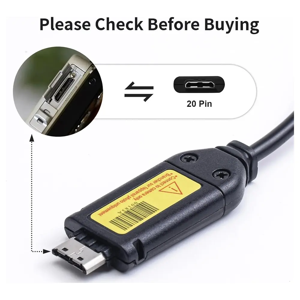 eWINNER SUC-C3 Replacement USB Charging and Data Cable for Samsung Digital Cameras, 20-Pin USB 2.0 Lead for SUC-C3 C5 C7 Cameras, 0.5m - FQ-FZNC-X8OP - Image 3