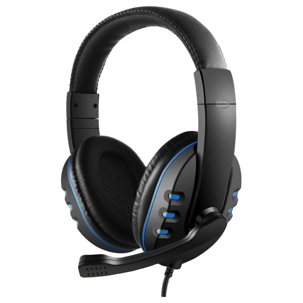 eWINNER Wired Gaming Headset with Adjustable Microphone, 3.5mm Over-Ear Headphones with 40mm Drivers and Inline Volume Control for PC, PS4 and Smartphone, Blue - IN-QVAY-XOSM - Image 2