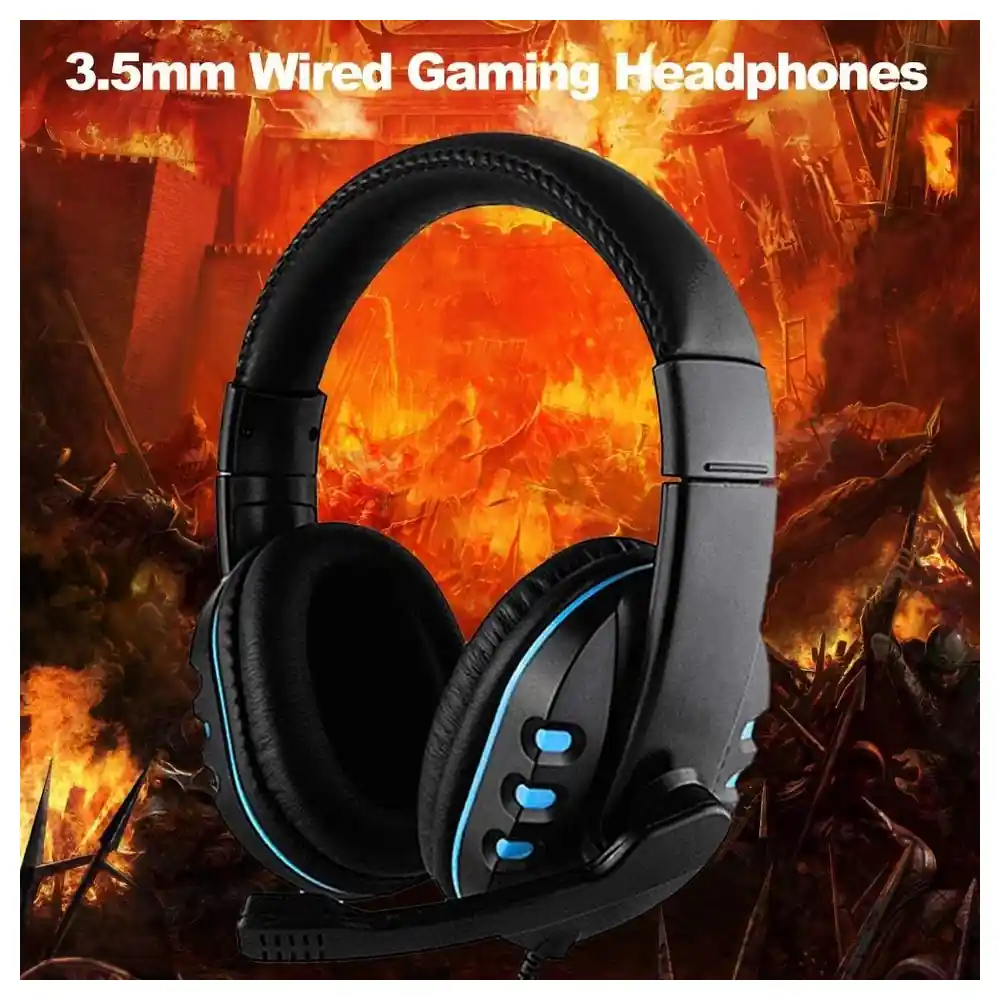 eWINNER Wired Gaming Headset with Adjustable Microphone, 3.5mm Over-Ear Headphones with 40mm Drivers and Inline Volume Control for PC, PS4 and Smartphone, Blue - IN-QVAY-XOSM - Image 5