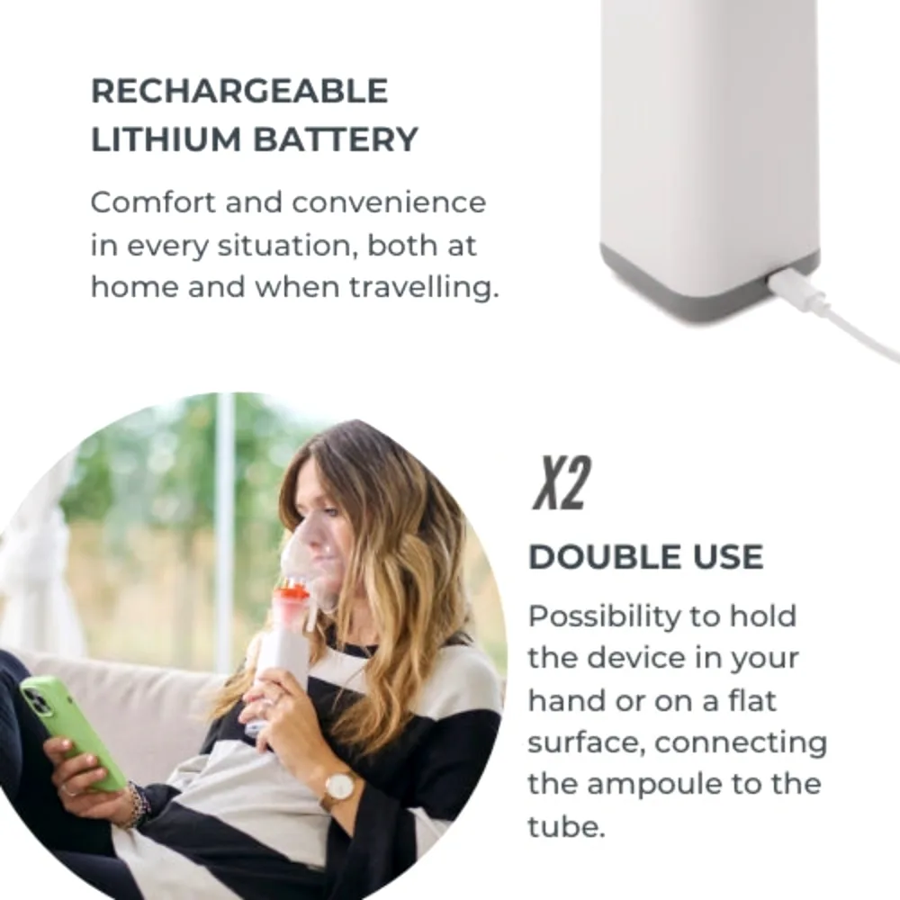 Nuvita Portable Piston Nebulizer, Rechargeable Aerosol for Respiratory Therapy, White And Grey - NU-IBNE0011 - Image 2