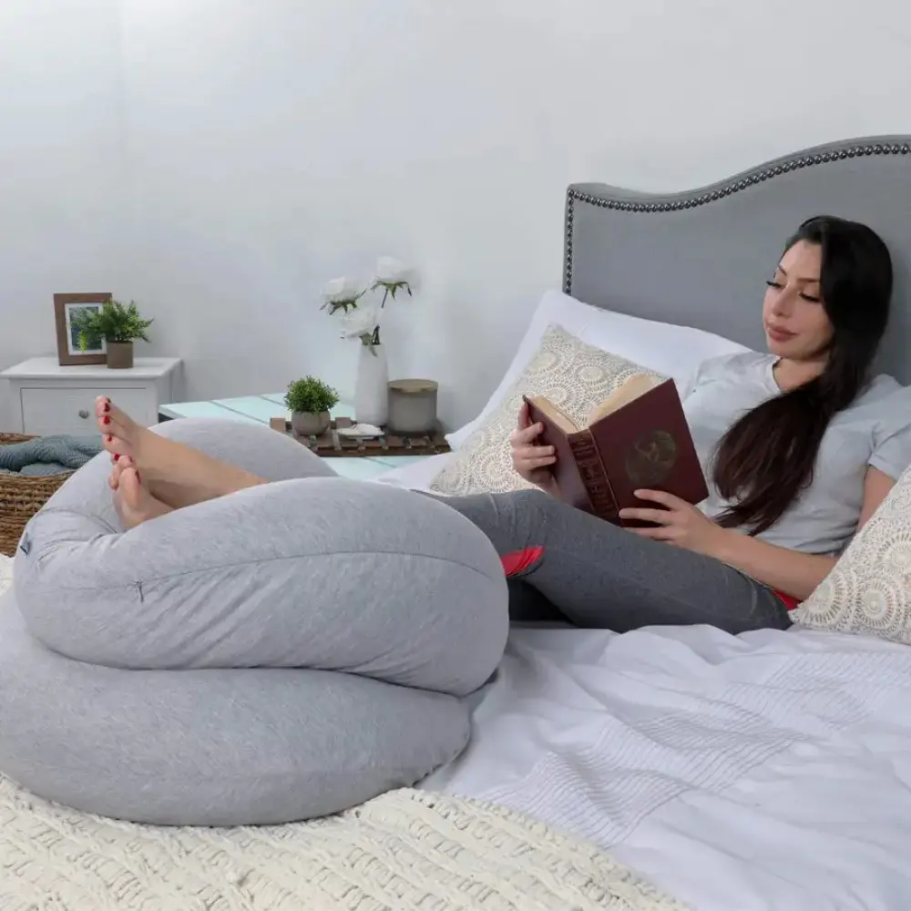 PharMeDoc C-Shape Full Body Maternity Pillow, Cooling Cover, Pregnancy Support for Back, Belly and Legs, Soft Breathable Ergonomic Design, Dark Grey - PMD-C-BP-JC - Image 5