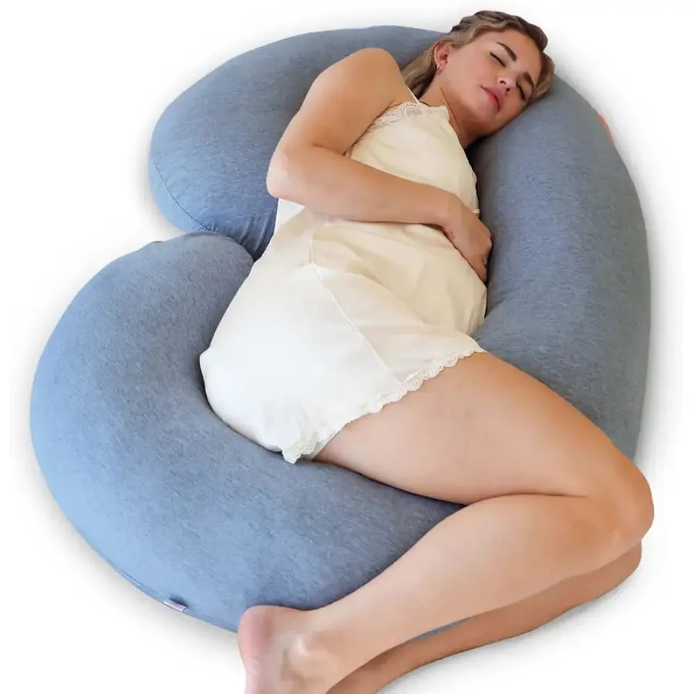 PharMeDoc C-Shape Full Body Maternity Pillow, Pregnancy Support for Back, Belly and Legs, Soft Breathable Ergonomic Design, Grey - BPC-CC31-DG - Image 3