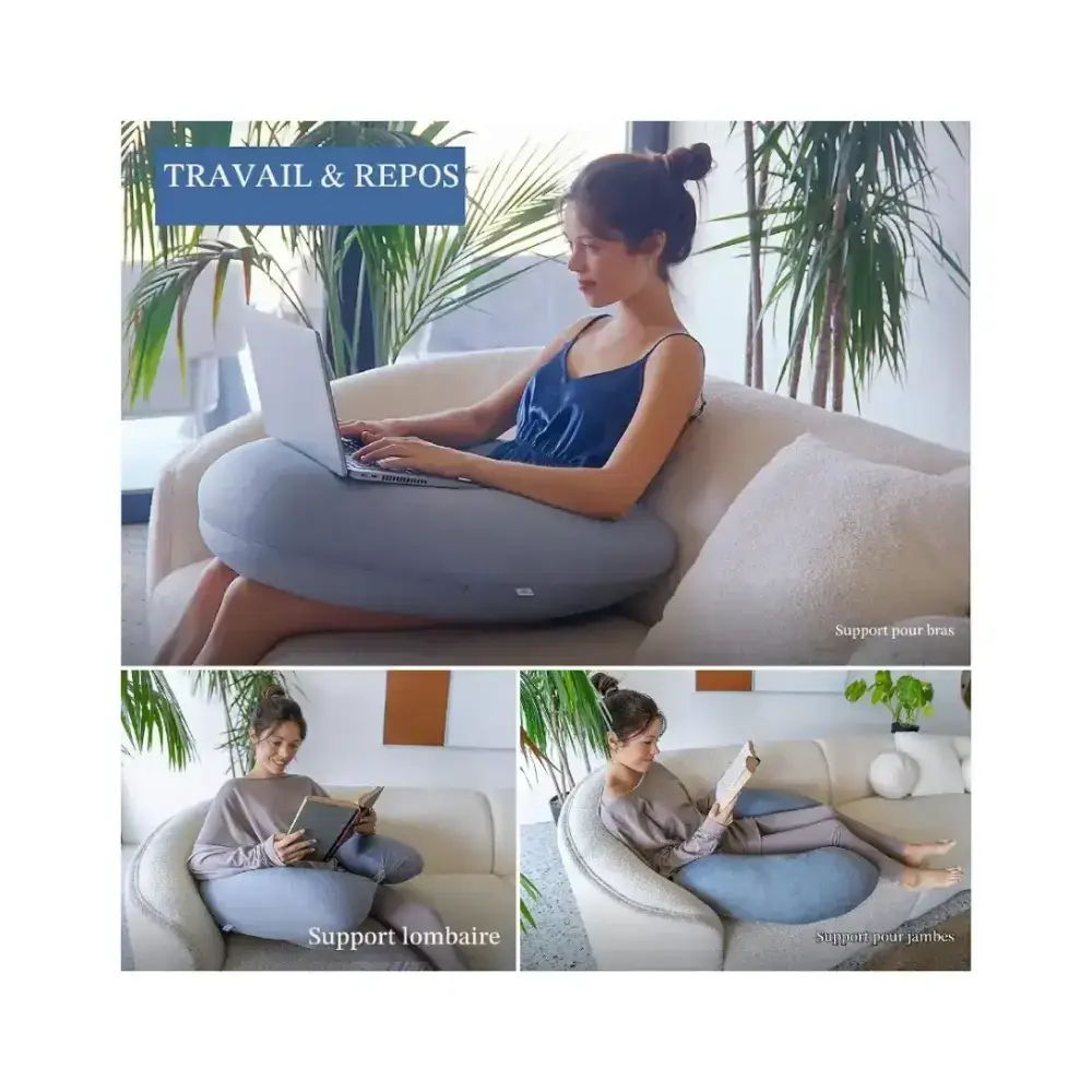 PharMeDoc Cooling Crescent Body Pillow, Full Support for Pregnancy, Sleep and Relaxation, Soft Breathable Adjustable Design for Maternity Comfort, Grey - MPC-CC01-DG - Image 5