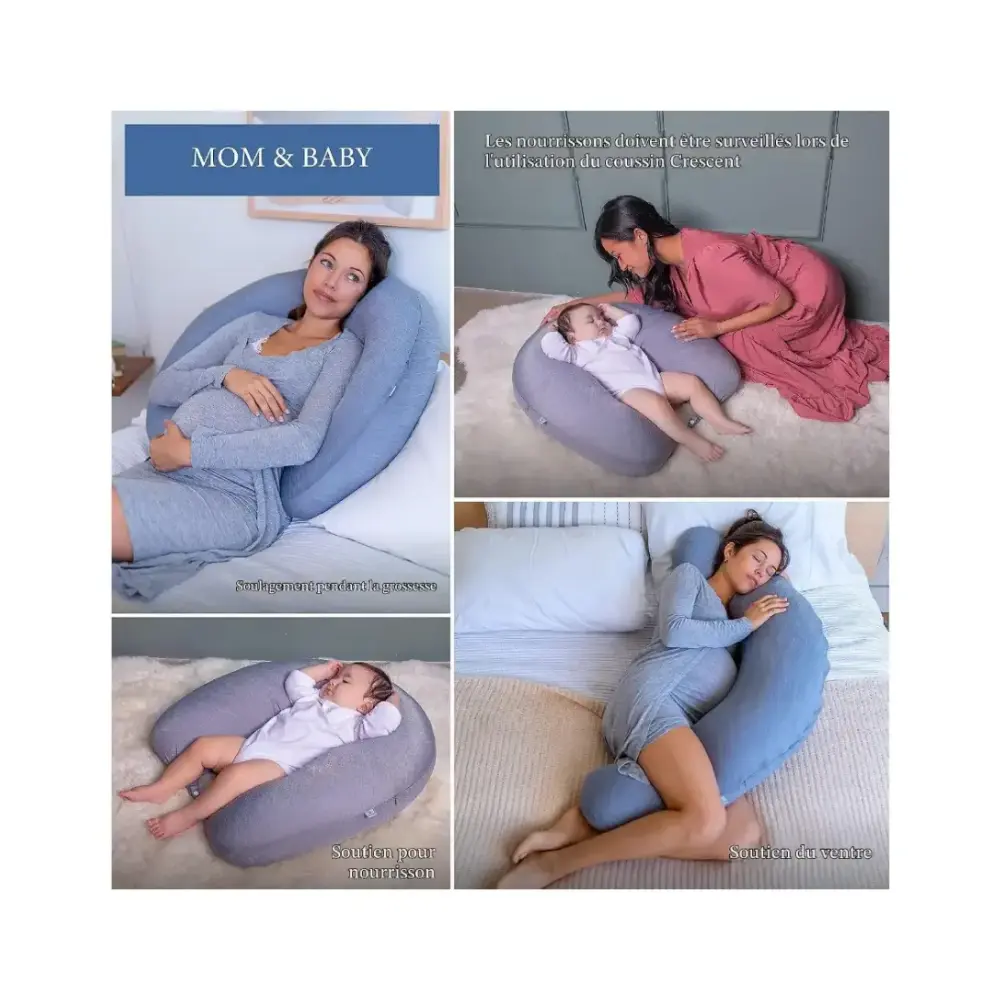 PharMeDoc Cooling Crescent Body Pillow, Full Support for Pregnancy, Sleep and Relaxation, Soft Breathable Adjustable Design for Maternity Comfort, Grey - MPC-CC01-DG - Image 6