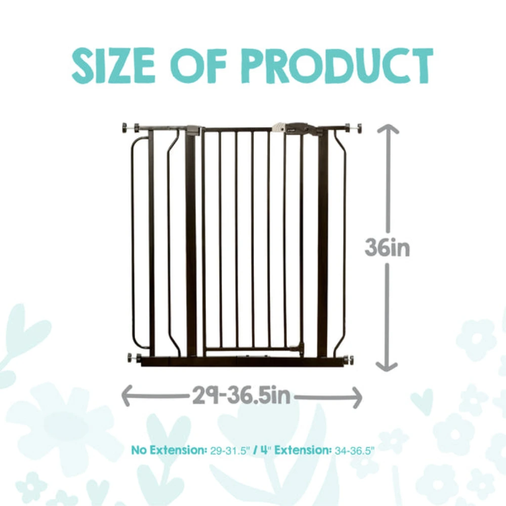 Regalo Easy Step Walk-Through Safety Gate, Adjustable Baby Gate for Doorways and Stairs, Fits 74-92.71 cm Wide, 104.14 cm Tall, Black - 1166 B DS