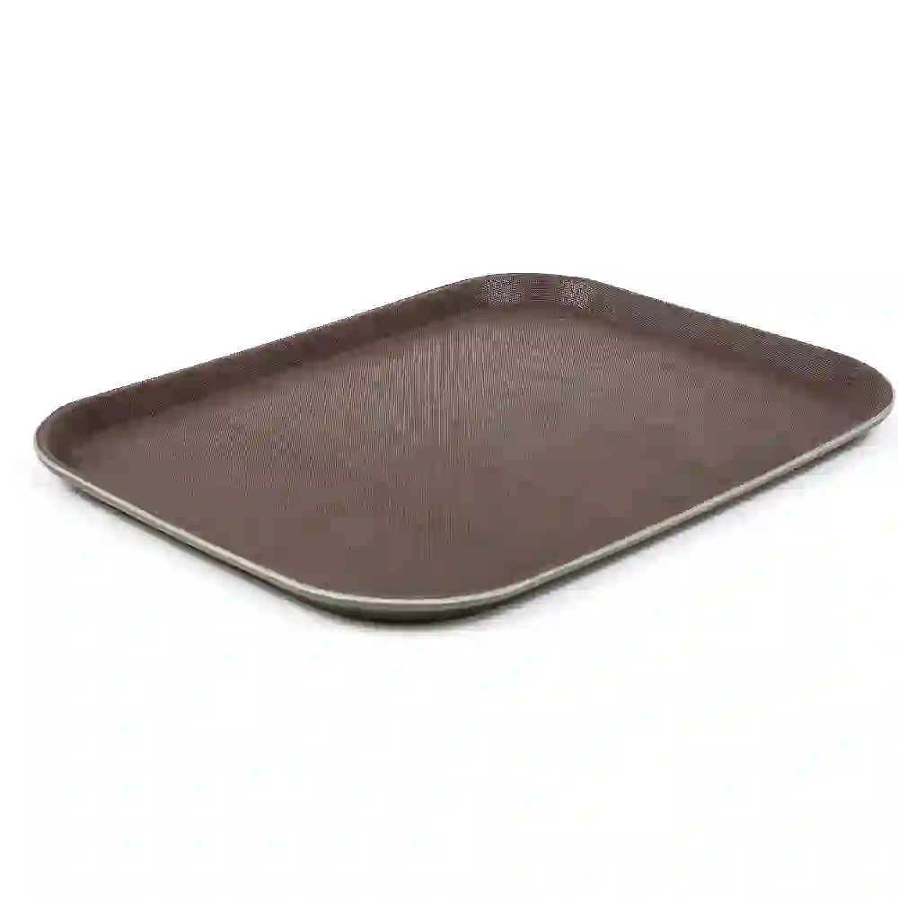 Taliona Premium Brown Rectangular Plastic Serving Tray with Non-Slip Surface, Durable Kitchen and Dining Tray, 35 x 27 cm - C2013440 - Image 2