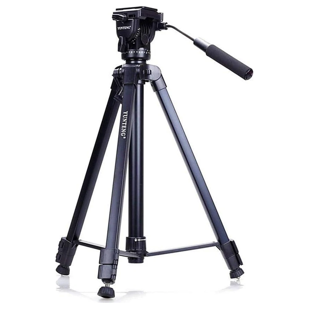 Yunteng Folding Travel Camera Tripod with 360 Degree Pan Head and Handle, 164 cm Max Height, 6 kg Load, Quick Release Plate, Bubble Level and Carrying Bag - 2724593645445