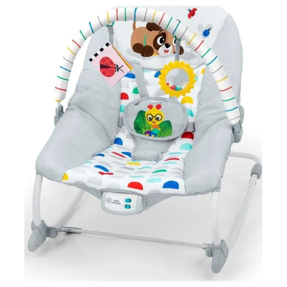 Baby Einstein Dean's Discovery Spot Musical Infant to Toddler Rocker with Soothing Vibrations, Kickstand, 2 Toys, 2-Position Recline, 0-30 Months - 17193