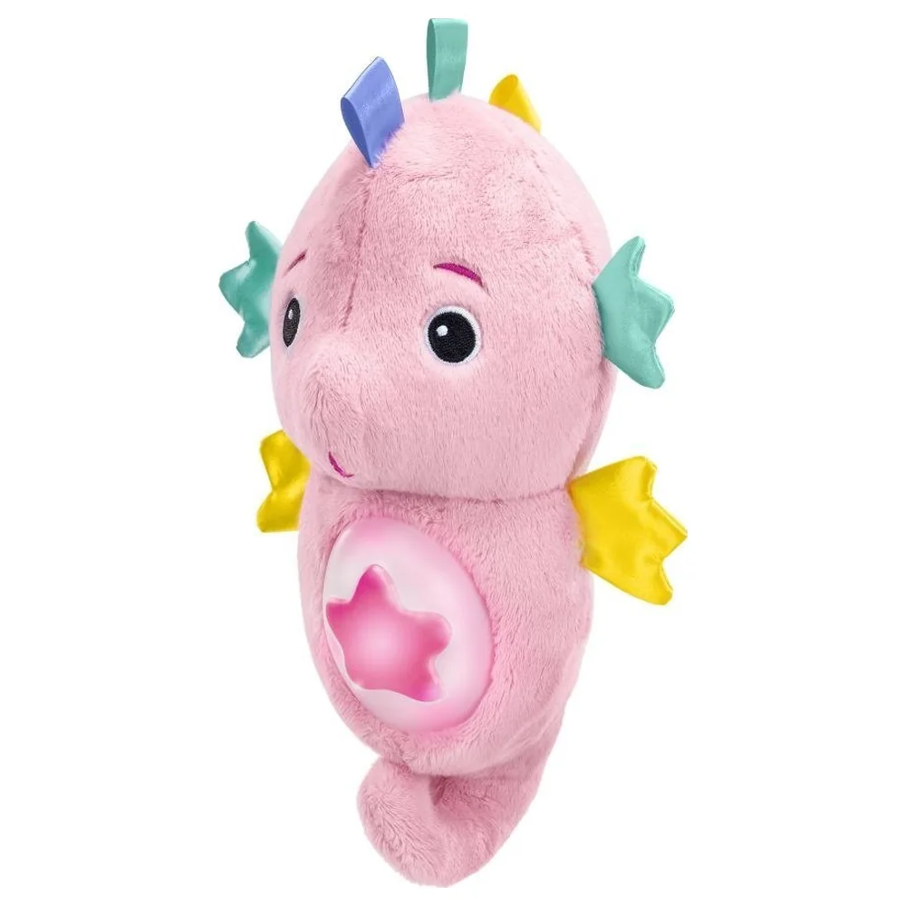Baby Einstein Sea Dreams Seahorse Plush Musical Soother with Cry Reply, Glowing Belly Lights, Pacifier Holder, Pink, 0-36 Months - 17400-013