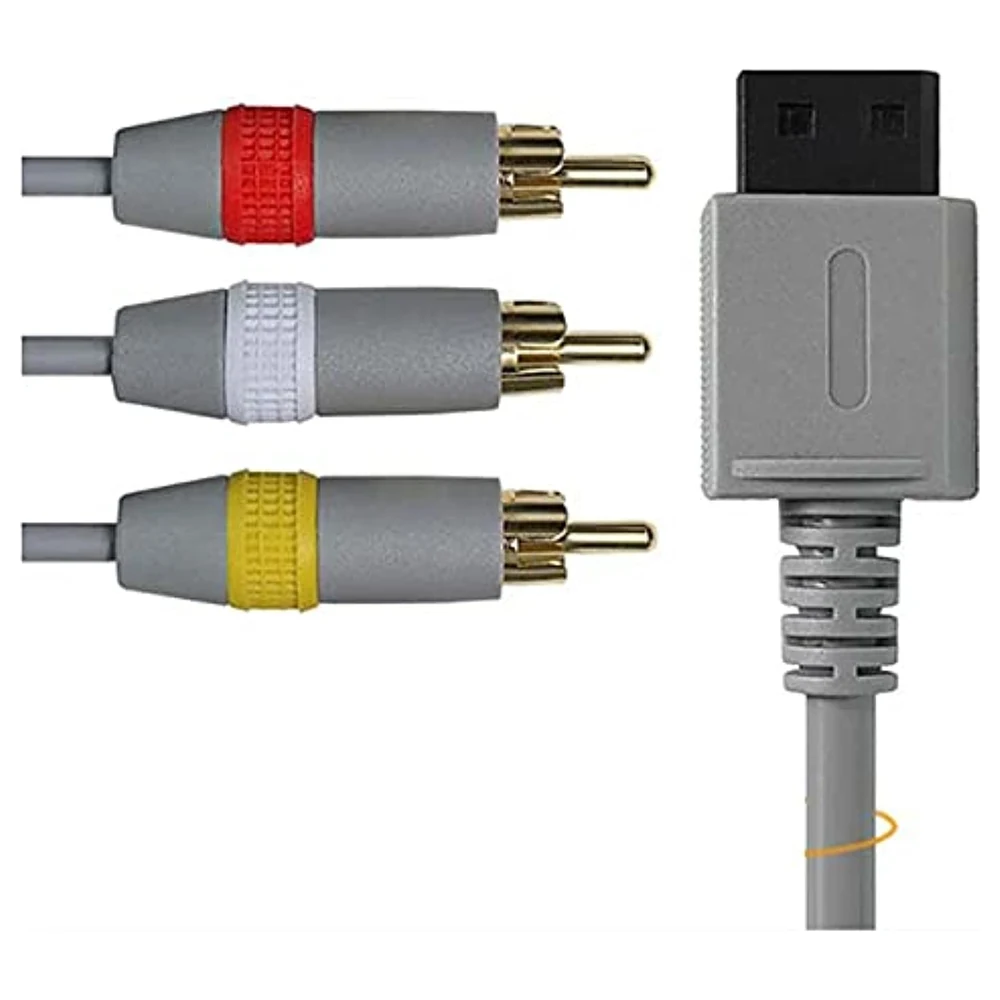 eWINNER 1.8 m AV Composite Cable for Nintendo Wii and Wii U, Audio Video TV Lead with Colour-Coded RCA Plugs for Stereo Sound and Video, Grey - 1H-0JNL-9RDO