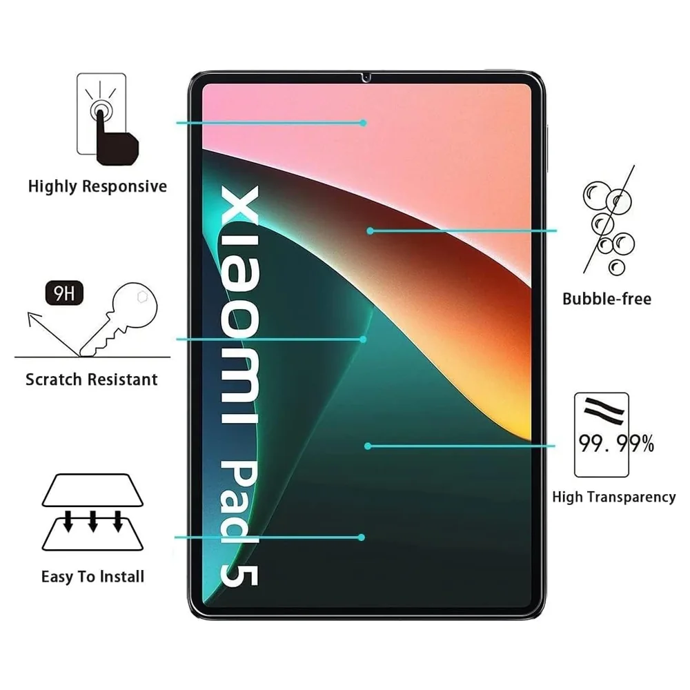 eWINNER 2 Pack 9H Tempered Glass Screen Protector for Xiaomi Pad 5 and Pad 5 Pro 11 Inch 2021, 0.33mm Bubble-Free HD Clear Film with 2.5D Rounded Edges - G6-A97D-ESCL - Image 5