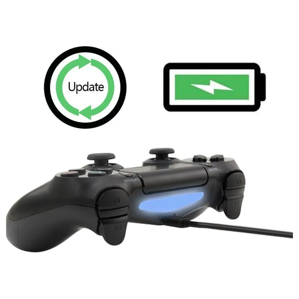 eWINNER 3 m Micro USB Charge and Play Cable for PS4 DualShock 4 Controller, 2A Fast Charging and Data USB Cable, Also Fits Xbox One Controllers, Black - 2724299123179 - Image 2