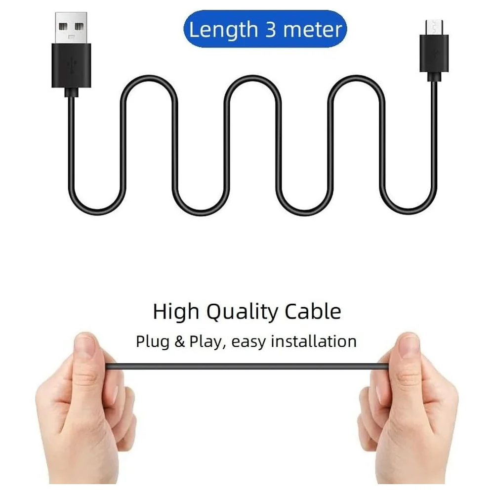 eWINNER 3 m Micro USB Charge and Play Cable for PS4 DualShock 4 Controller, 2A Fast Charging and Data USB Cable, Also Fits Xbox One Controllers, Black - 2724299123179 - Image 4