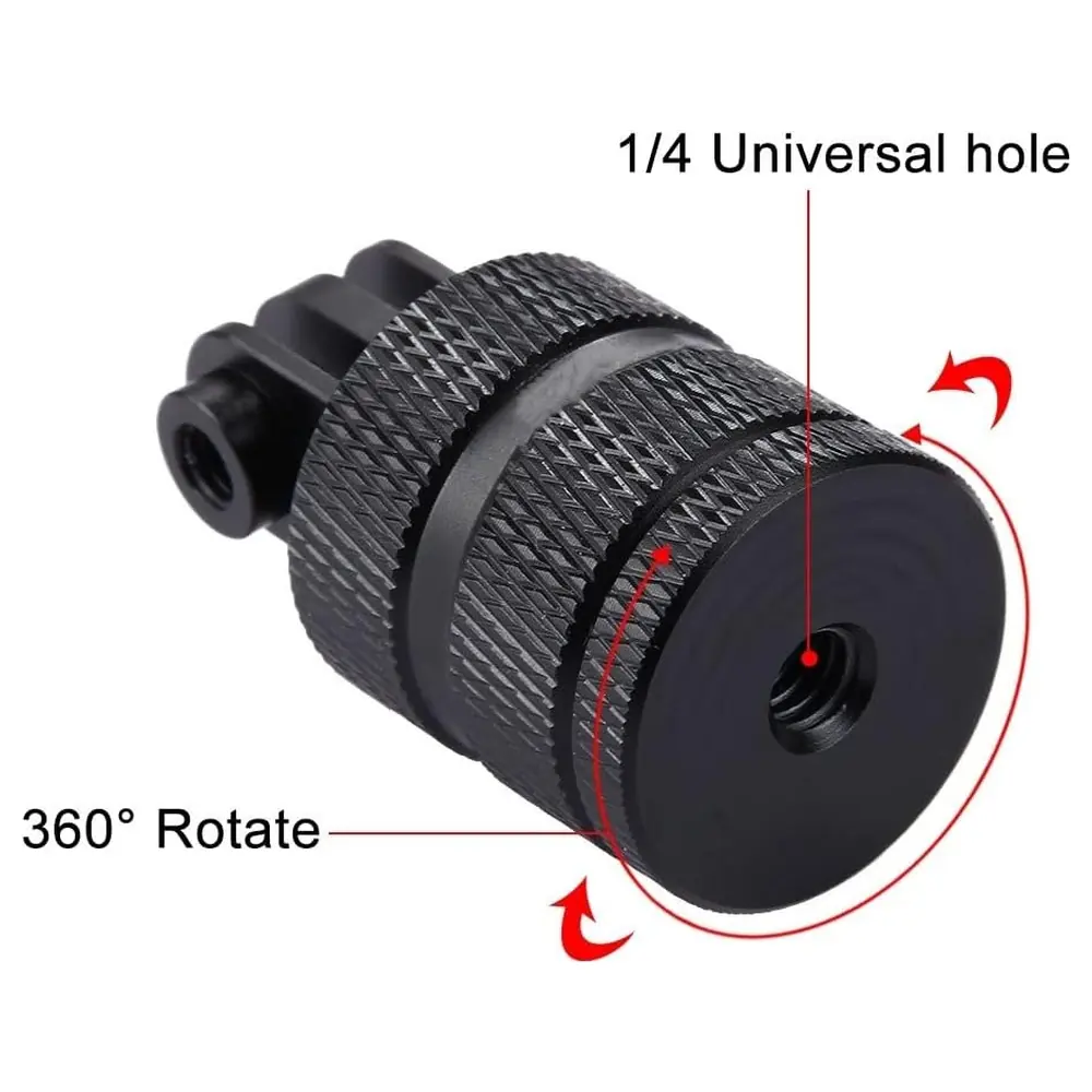 eWINNER 360 Degree Rotating Tripod Mount Adapter, CNC Aluminium Alloy Swivel Base with Quarter Inch Tripod Thread for GoPro, DJI, Insta360 and Action Cameras, Black - XF-NBAB-IA25 - Image 7