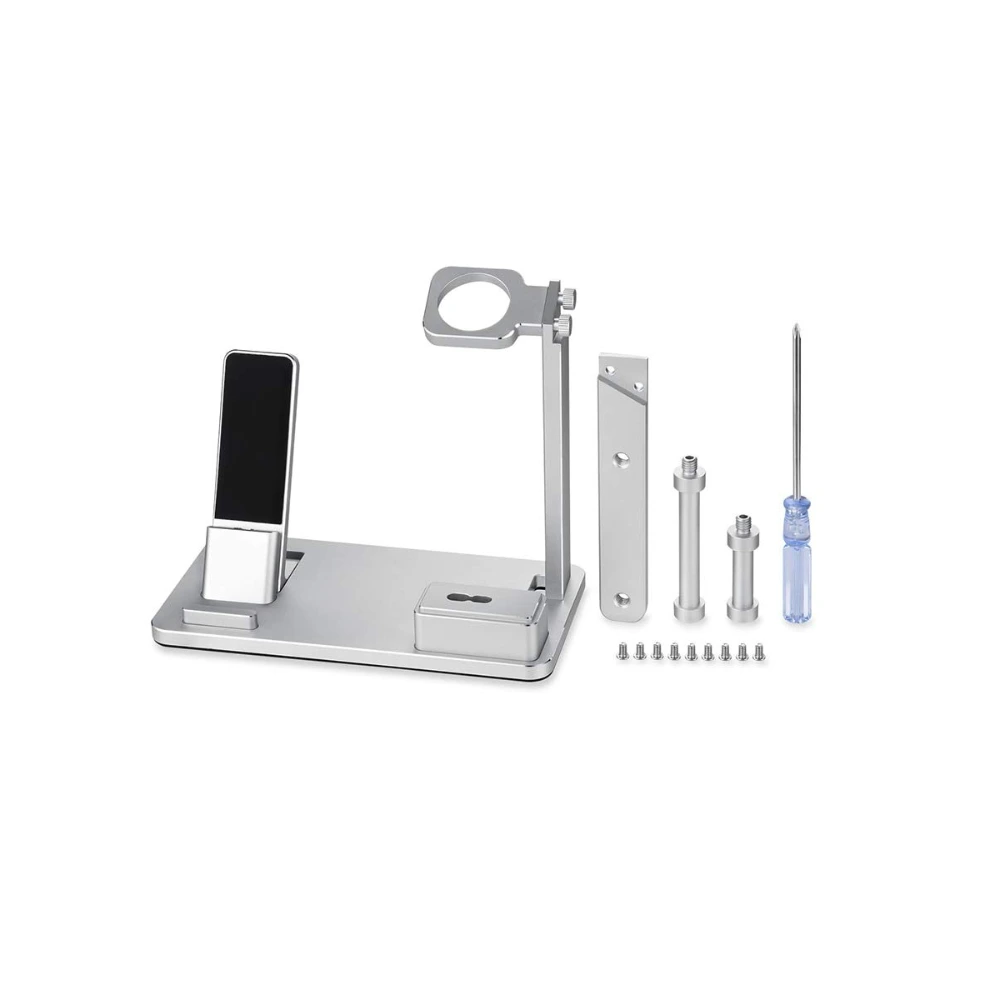 eWINNER 6 in 1 Aluminum Charging Stand Dock Station and Headphones Holder for Apple Watch Series 4, 3, 2 and 1, Grey Silver - 89-66VP-CBIJ