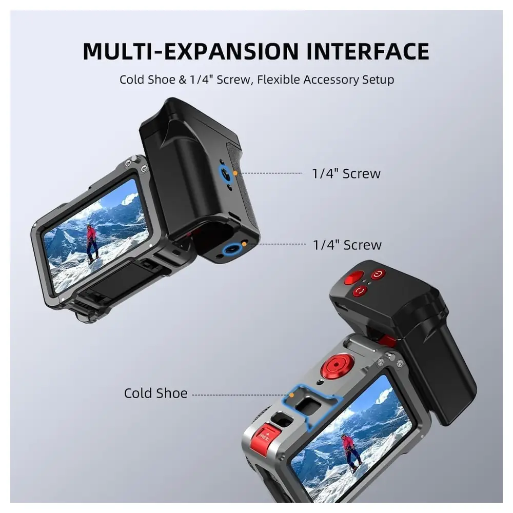 eWINNER Bluetooth Camera Grip for DJI Osmo Action 5 Pro, 4 and 3, Magnetic Quick-Release Handle with Detachable Remote Shutter Module and Quarter-Inch Accessory Mount - OL-6V78-TWK6 - Image 3