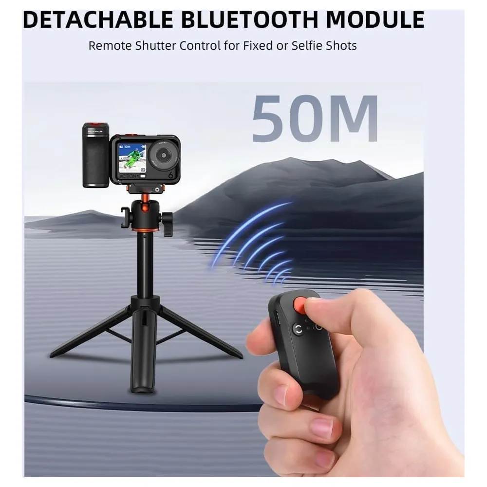 eWINNER Bluetooth Camera Grip for DJI Osmo Action 5 Pro, 4 and 3, Magnetic Quick-Release Handle with Detachable Remote Shutter Module and Quarter-Inch Accessory Mount - OL-6V78-TWK6 - Image 4