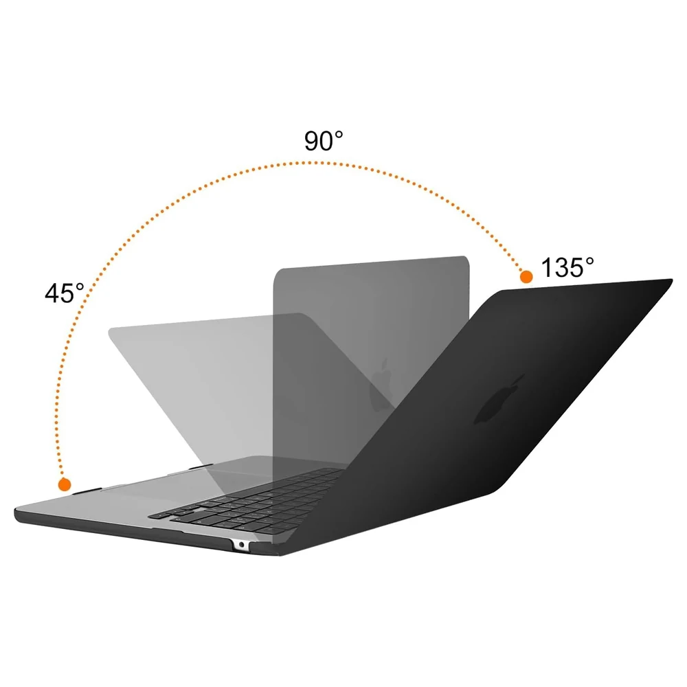 eWINNER Hard Shell Case for MacBook Air 15 Inch M4 M3 M2 A3241 A3114 A2941 2023-2025, Snap On Black Cover with Vented Base and Rubber Feet - S8-DKLE-F4NU - Image 3