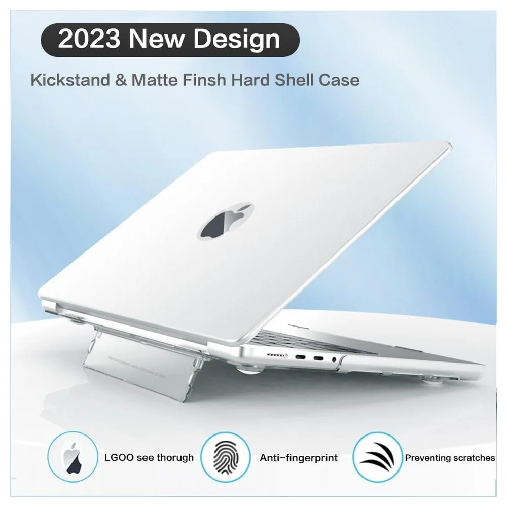 eWINNER Hard Shell Case with Fold-Out Kickstand for MacBook Air 13 Inch 2018-2021 M1 A2337 A2179 A1932, Slim Matte Protective Cover with Cooling Vents, White - NW-HE2Y-QO9J - Image 5