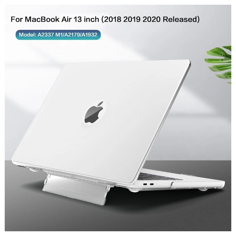 eWINNER Hard Shell Case with Fold-Out Kickstand for MacBook Air 13 Inch 2018-2021 M1 A2337 A2179 A1932, Slim Matte Protective Cover with Cooling Vents, White - NW-HE2Y-QO9J - Image 6