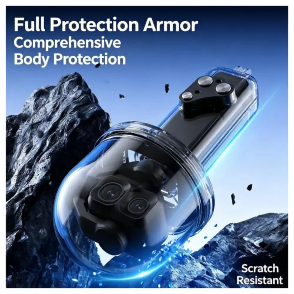 eWINNER IPX8 50 m Waterproof Diving Housing for DJI Osmo Pocket 4 Pro, Clear PC Dome Case with 316 Stainless Steel Buttons and Anti-Fog Inserts for Snorkeling and Diving - 1R-NS1B-1D33 - Image 4