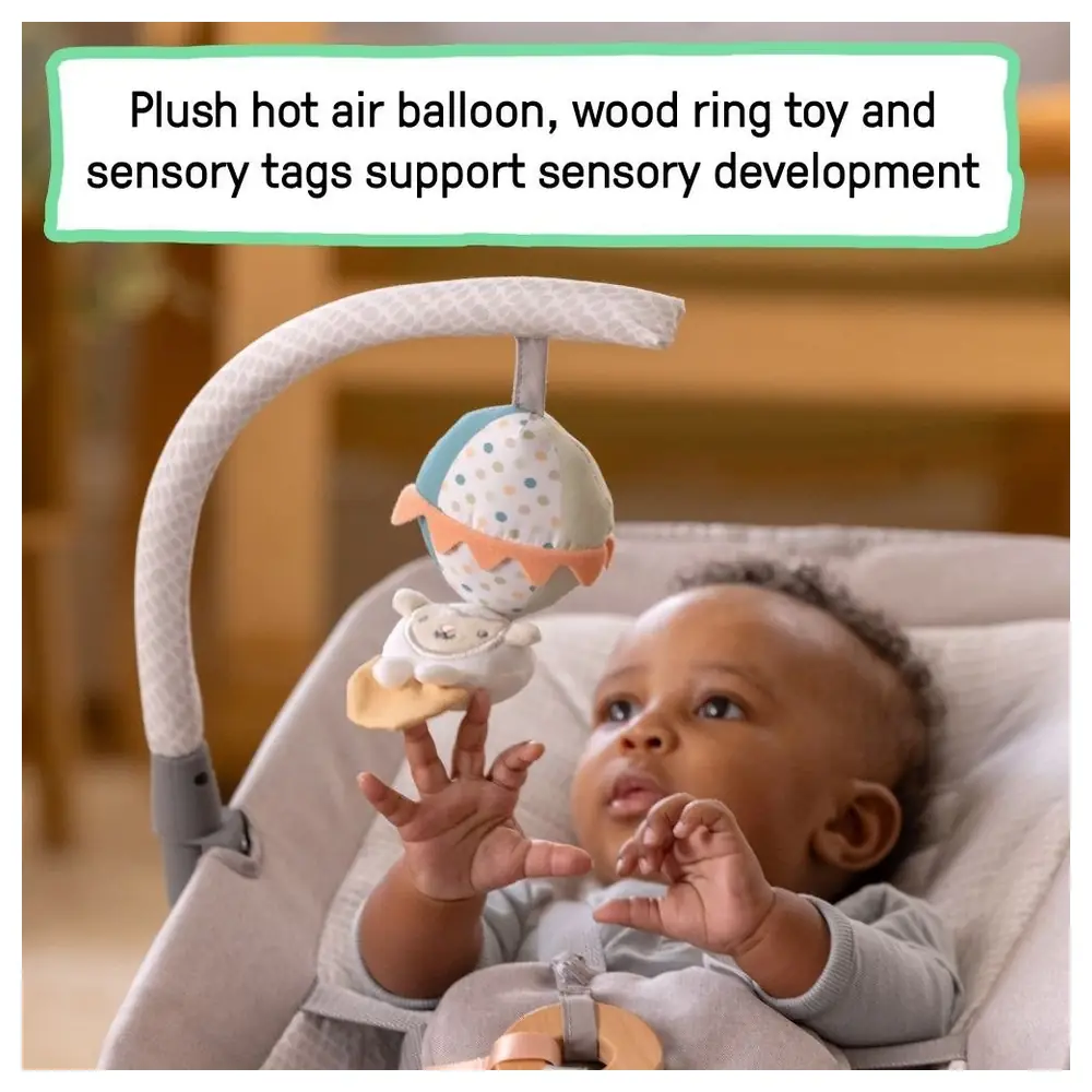 Ingenuity Keep InMotion Automatic Rocking Baby Seat with Remote Control, 2 Speeds, Vibrations, Music, Toy Bar and Carry Bag, Soulful Skies, 0-6 Months - 12881 - Image 6