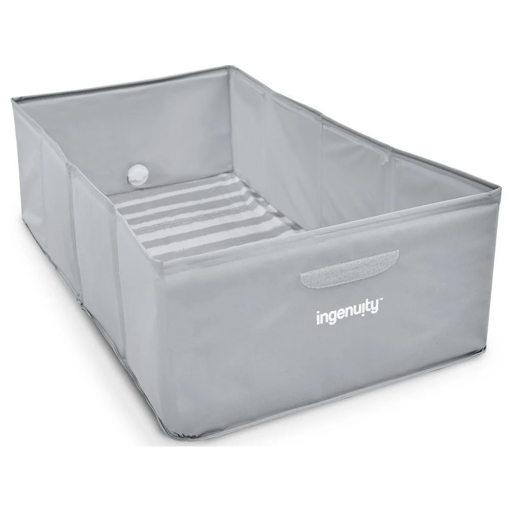 Ingenuity TuckAway Folding Toddler Travel Bath Tub, Turns Any Shower into a Tub, Drain Plug and Max Fill Line, Grey, 12-60 Months - 17267-091