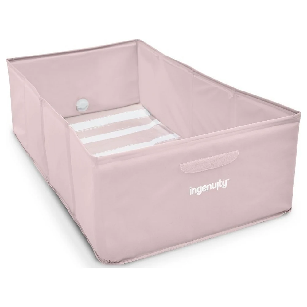 Ingenuity TuckAway Folding Toddler Travel Bath Tub, Turns Any Shower into a Tub, Drain Plug and Max Fill Line, Pink, 12-60 Months - 17267-013