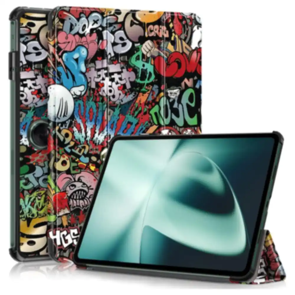 eWINNER Tri-Fold Smart Case for OnePlus Pad and OPPO Pad 2 11.6 Inch 2023, Slim Hard PC Back Cover with Auto Sleep Wake and Multi-Angle Stand, Graffiti - T6-HCDZ-KOMF