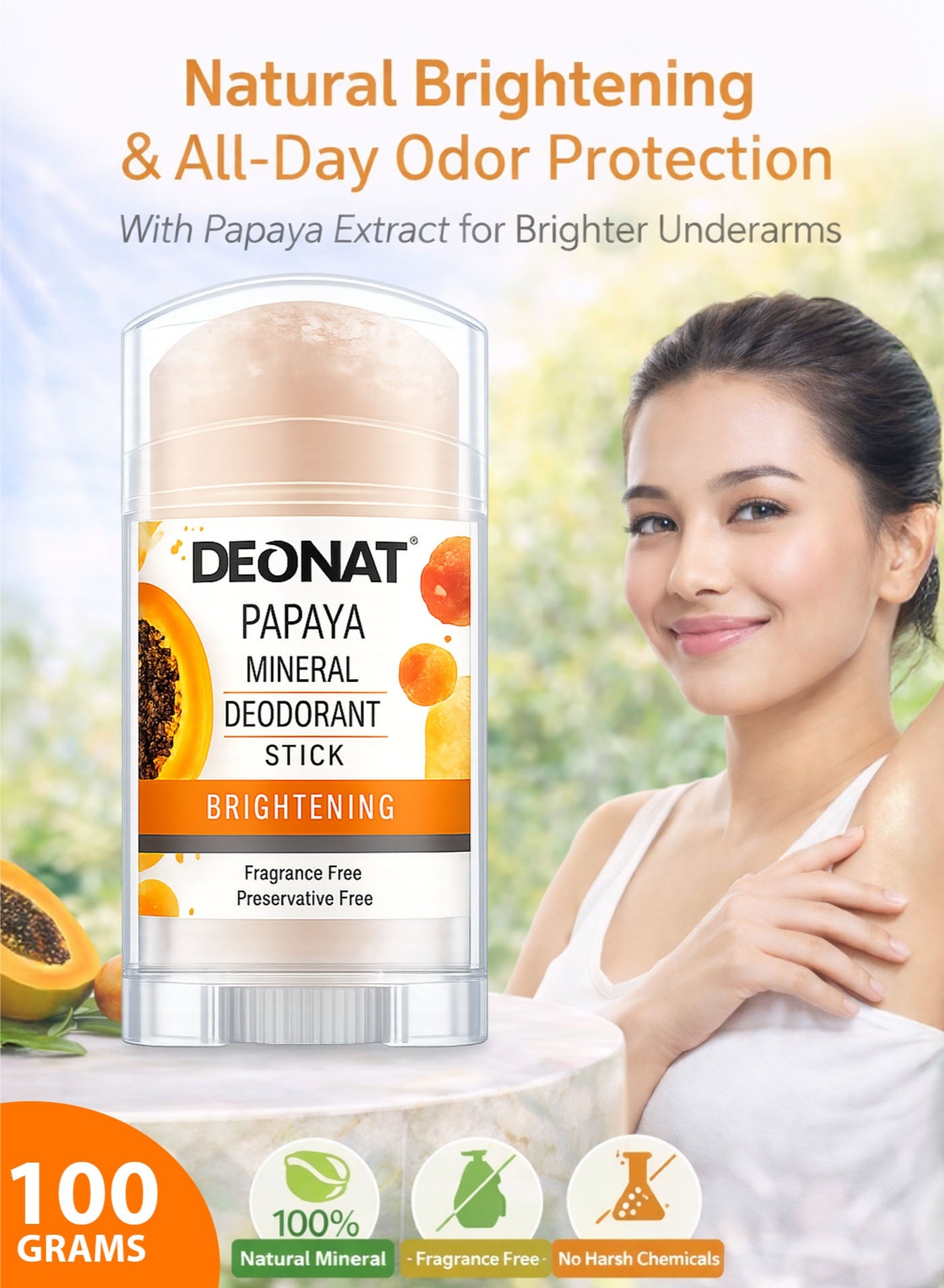 DEONAT Papaya Mineral Deodorant Stick 100g